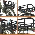 Bike Basket Rear, Bicycle Basket with Liner,Waterproof Cover,Cargo Net, Large Bike Back Baskets, Heavy Duty Rear Bicycle Baskets for Most Bikes and E-Bike (Pipe Bike Basket Rear) (16.5"X12.6"X6")