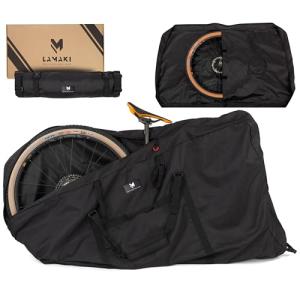 lamaki Bike Travel Bag XXL for Road & Gravel, MTB 26-29 inch - Only Remove the Front Wheel - Premium Metal Zippers, Heavy Duty Nylon 1680D - Bike Transport Bag - Ideal for Bikepacking