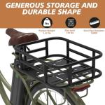 Bike Basket Rear, Bicycle Basket with Liner,Waterproof Cover,Cargo Net, Large Bike Back Baskets, Heavy Duty Rear Bicycle Baskets for Most Bikes and E-Bike (Pipe Bike Basket Rear) (16.5"X12.6"X6")