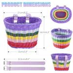 Kids Bike Basket Front,Hand-Woven Rainbow-Color Boys Girls Front Bicycle Basket