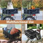 Bike Basket Rear, Bicycle Basket with Liner,Waterproof Cover,Cargo Net, Large Bike Back Baskets, Heavy Duty Rear Bicycle Baskets for Most Bikes and E-Bike (Pipe Bike Basket Rear) (16.5"X12.6"X6")