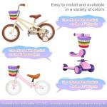 Kids Bike Basket Front,Hand-Woven Rainbow-Color Boys Girls Front Bicycle Basket