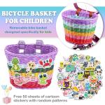 Kids Bike Basket Front,Hand-Woven Rainbow-Color Boys Girls Front Bicycle Basket