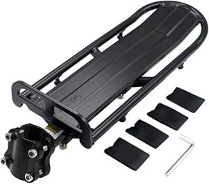 Bike Rear Rack Retractable Aluminum Alloy Bicycle Cargo Rack Mount Cycle Luggage Carrier Rear Seat Post Rack, Max Weight 22lb