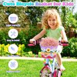 Kids Bike Basket Front,Hand-Woven Rainbow-Color Boys Girls Front Bicycle Basket