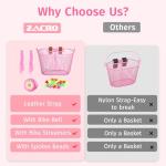 Zacro Kids Bike Basket, Upgraded Bicycle Baskets for Boys and Girls, Toddler Bike Basket with Bike Bell, Bike Streamers Decoration Accessories Set, Children's Bike Basket Fit for Kids Bike Scooter