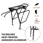 Ibera Bike Rack - Bicycle Touring Carrier Plus+ for Disc Brake Mount, Frame-Mounted for Heavier Top & Side Loads, Height Adjustable for 26"-29" Frames