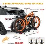 Ebike Rack with Ramp for 2 E-Bikes 200 lbs Capacity Fits 5" Fat Tire, Hitch Bike Rack for Cars SUVs Trucks with 2" Receiver, Foldable Tilting Locking No Assembly Needed E-Bike Platform Carrier