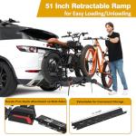 Ebike Rack with Ramp for 2 E-Bikes 200 lbs Capacity Fits 5" Fat Tire, Hitch Bike Rack for Cars SUVs Trucks with 2" Receiver, Foldable Tilting Locking No Assembly Needed E-Bike Platform Carrier