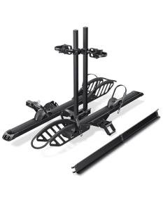 Young Electric E-Bike Rack with Ramp, Hitch 2 Bike Rack, 200 lbs Capacity Electric Bike Carrier, Foldable Platform Mount for Cars, Trucks, SUVs, Minivans, Up to 5-Inch Fat Tire for 2'' Receiver