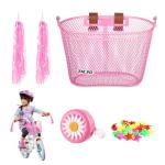 Zacro Kids Bike Basket, Upgraded Bicycle Baskets for Boys and Girls, Toddler Bike Basket with Bike Bell, Bike Streamers Decoration Accessories Set, Children's Bike Basket Fit for Kids Bike Scooter