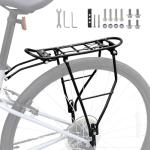 Rear Bike Rack Bike Cargo Racks Lightweight Alloy Aluminium 55LB Load Bearing Capacity Cargo Rack for Bike for Mountain Bike Road Bicycle Rear Rack, Height Adjustable Bicycle Rack 24"-28" Bike, Black