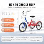 VEVOR 20-Inch Folding Adult Tricycle with Basket