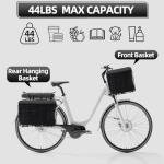 Bike Basket, Foldable Bicycle Basket with Removable Liner Bag, Large Quick Release Design Meta Bike Basket Front for Carrying Dogs, Pets, Fruit, Groceries, Ebike Bicycle Accessories