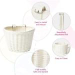 Kid's Bicycle Basket,Colored Tassels Wicker Front Handlebar Bike Basket Handlebar with Streamers Bell and Stickers,Bicycle Decoration for Girls and Boys (White)
