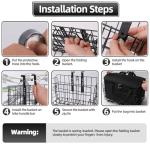 Bike Basket, Foldable Bicycle Basket with Removable Liner Bag, Large Quick Release Design Meta Bike Basket Front for Carrying Dogs, Pets, Fruit, Groceries, Ebike Bicycle Accessories