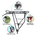 Rear Bike Rack Bike Cargo Racks Lightweight Alloy Aluminium 55LB Load Bearing Capacity Cargo Rack for Bike for Mountain Bike Road Bicycle Rear Rack, Height Adjustable Bicycle Rack 24"-28" Bike, Black