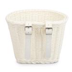 Kid's Bicycle Basket,Colored Tassels Wicker Front Handlebar Bike Basket Handlebar with Streamers Bell and Stickers,Bicycle Decoration for Girls and Boys (White)