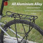 Rear Bike Rack Bike Cargo Racks Lightweight Alloy Aluminium 55LB Load Bearing Capacity Cargo Rack for Bike for Mountain Bike Road Bicycle Rear Rack, Height Adjustable Bicycle Rack 24"-28" Bike, Black