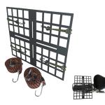 Rear E-Bike Rack Basket Holder – Wide Cargo Carrier for Suitcases, Delivery Backpacks & Crates, Includes Mounting Accessories and Bungee Tie Downs.