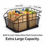 ANZOME Rear Bike Basket for E-Bikes & Bicycles - 20L Large Metal Wire Cargo Crate for Groceries, Backpack & Pets - Universal Dual-Mount (Screw Kits + Heavy-Duty Ties) with Bungee Net & Rain Liner