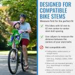 iBert Front Mounted Child Seat with Patented Mounting for Easy and Secure Installation - Child’s Bike Seat with 3-Point Safety Harness and Adjustable Foot Cups - Durable Plastic Shell, Green