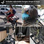 Rear E-Bike Rack Basket Holder – Wide Cargo Carrier for Suitcases, Delivery Backpacks & Crates, Includes Mounting Accessories and Bungee Tie Downs.