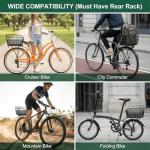 ANZOME Rear Bike Basket for E-Bikes & Bicycles - 20L Large Metal Wire Cargo Crate for Groceries, Backpack & Pets - Universal Dual-Mount (Screw Kits + Heavy-Duty Ties) with Bungee Net & Rain Liner