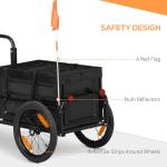 Aosom Bike Cargo Trailer, Bicycle Trailer Wagon Cart with Removable Storage Box, Quick Release 16" Wheels and Safe Reflectors, No Bottom
