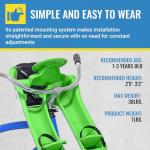 iBert Front Mounted Child Seat with Patented Mounting for Easy and Secure Installation - Child’s Bike Seat with 3-Point Safety Harness and Adjustable Foot Cups - Durable Plastic Shell, Green