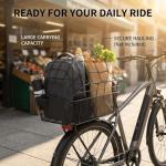 ANZOME Rear Bike Basket for E-Bikes & Bicycles - 20L Large Metal Wire Cargo Crate for Groceries, Backpack & Pets - Universal Dual-Mount (Screw Kits + Heavy-Duty Ties) with Bungee Net & Rain Liner