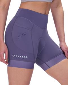 Sportneer Women's 4D Padded Cycling Shorts - Purple
