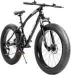 MarKnig 26 inch Fat Tire Mountain Bike with 4 inch Knobby Tires, 21 Speed MTB with Dual Disc Brake for Adults, Anti-Slip Bicycle, Black