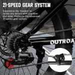 MarKnig 26 inch Fat Tire Mountain Bike with 4 inch Knobby Tires, 21 Speed MTB with Dual Disc Brake for Adults, Anti-Slip Bicycle, Black