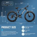 MarKnig 26 inch Fat Tire Mountain Bike with 4 inch Knobby Tires, 21 Speed MTB with Dual Disc Brake for Adults, Anti-Slip Bicycle, Black