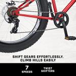 Mongoose Dolomite Fat Tire Mountain Bike, For Men and Women, 26 Inch Wheels, 4 Inch Wide Knobby Tires, 7-Speed, Adult Steel Frame, Front and Rear Brakes, Red