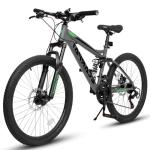 Dancongtea 27.5 Inch Full Suspension Mountain Bike, Front & Rear Shock Absorbers, Mechanical Disc Brakes, 21-Speed Steel Frame, for Men & Women, Outdoor & Fitness Cycling