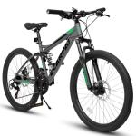 Dancongtea 27.5 Inch Full Suspension Mountain Bike, Front & Rear Shock Absorbers, Mechanical Disc Brakes, 21-Speed Steel Frame, for Men & Women, Outdoor & Fitness Cycling