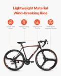VEVOR Road Bike, 700C Wheels Racing Bike, Shimano 21 Speeds Drivetrain System City Commuter Road Bicycle, Urban Adult Sport Bike with Carbon Steel Frame, Drop Bar, Disc Brake, for Men and Women