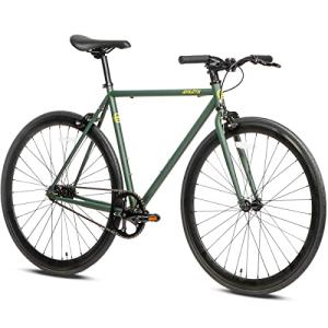 AVASTA Single-Speed Fixed Gear Urban Commuter Bike for Women and Men, Lightweight Unisex Fixie Bike, Flat Handlebar Flip Flop Hub City Road Bicycle, 58 Color Green