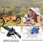 Folding Tandem Bike, 20 Inch Tandem Bikes for Adults, 7 Speed 2 Person Foldable Bike, City Beach Cruiser Bikes with Adjustable 2-Seater Height and Dual Disc Brakes, Multi Colors (Orange)