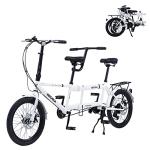 GOJLEX Foldable Tandem Bike, 20”City Tandem Folding Bicycle, 7-Speed Adjustable Cruiser Bike Folding Bike with 3 Seats& Disc Brake, CE FCC CCC