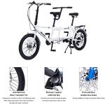 GOJLEX Foldable Tandem Bike, 20”City Tandem Folding Bicycle, 7-Speed Adjustable Cruiser Bike Folding Bike with 3 Seats& Disc Brake, CE FCC CCC