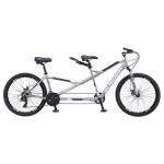 Schwinn Twinn Classic Tandem Adult Beach Cruiser Bike, Double Seater, Low Step Aluminum Frame, 21-Speed, 650c Urban Tires, Alloy Caliper Brakes, Large Frame, Grey