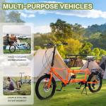 Folding Tandem Bike, 20 Inch Tandem Bikes for Adults, 7 Speed 2 Person Foldable Bike, City Beach Cruiser Bikes with Adjustable 2-Seater Height and Dual Disc Brakes, Multi Colors (Orange)