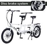 GOJLEX Foldable Tandem Bike, 20”City Tandem Folding Bicycle, 7-Speed Adjustable Cruiser Bike Folding Bike with 3 Seats& Disc Brake, CE FCC CCC