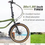 GRELiving Folding Tandem Bike for Adults,20" Folding Bike Dual Drive Tandem Bicycle,Foldable with Rolling Stand for Easy Transport (Green)