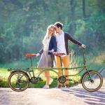 GRELiving Folding Tandem Bike for Adults,20" Folding Bike Dual Drive Tandem Bicycle,Foldable with Rolling Stand for Easy Transport (Green)