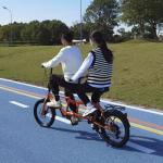 GOJLEX Foldable Tandem Bike, 20”City Tandem Folding Bicycle, 7-Speed Adjustable Cruiser Bike Folding Bike with 3 Seats& Disc Brake, CE FCC CCC