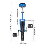 AW 16" Inch Wheel Unicycle Leakproof Butyl Tire Wheel Cycling Outdoor Sports Fitness Exercise Health Blue